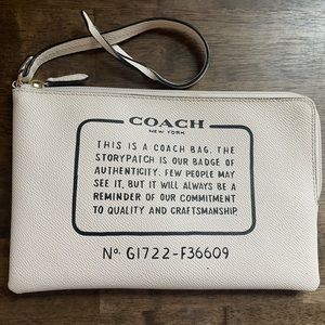 White Storybook Badge Leather Clutch